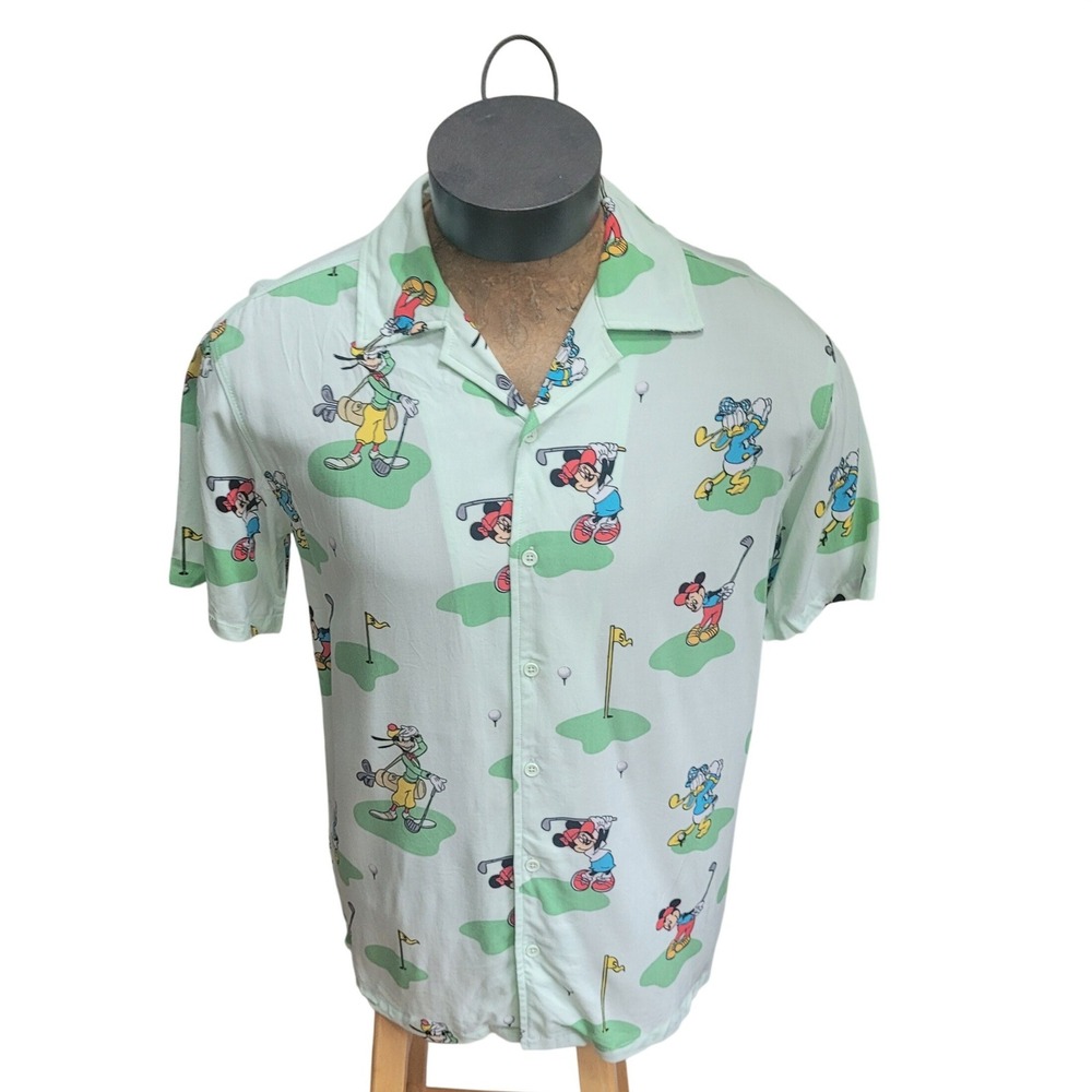 Disney Mickey Goofy Donald Golf Short Sleeve Shirt‎ Small